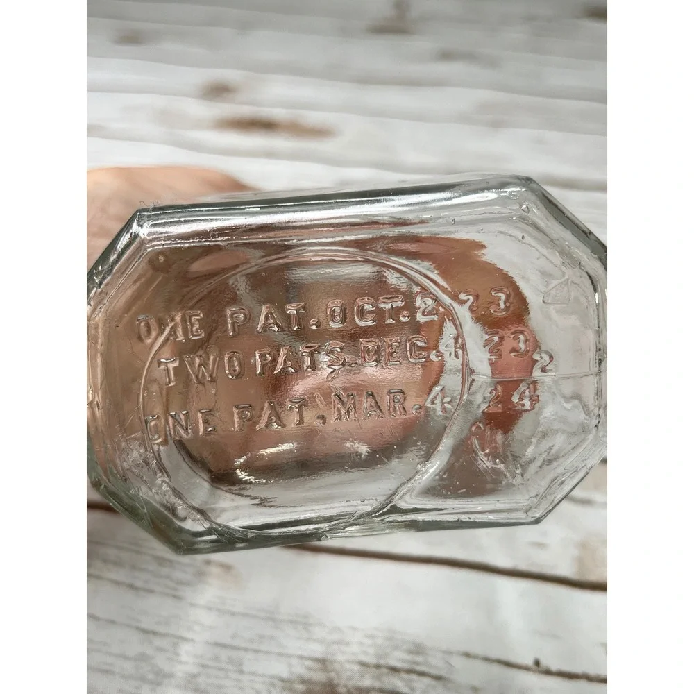Vintage Handled Glass Cruet Bottle Clear 1923‎ 1924 Patent Dates 7.5in